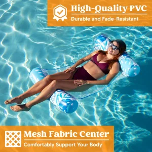 2 Packs 4-in-1 Multi-Purpose PVC Inflatable Pool Floats