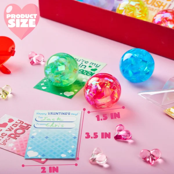 24 Packs Valentine's Day Stretchy Balls with Cards