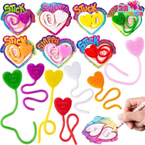 28 Pack Valentine’s Day Sticky Heart Toys