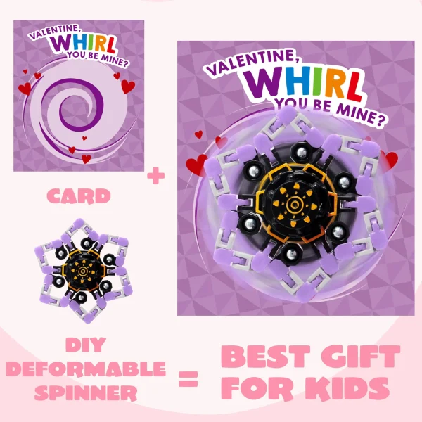 28 Packs Valentine’s Day 3-Design Gift Cards with Fidget Spinners