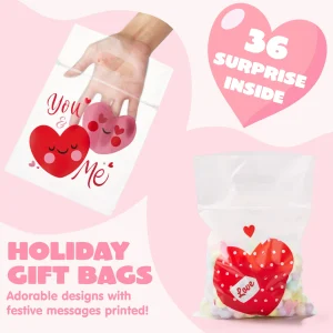 36 Pcs Valentine’s Day Cellophane Gift Bag, Candy Treat Bags