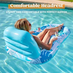 Tropical Leaves Pool Lounger, Blue