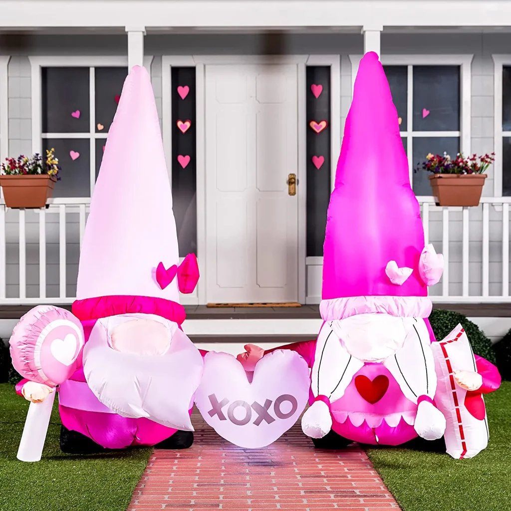 Lighted Valentines Gnome Inflatable Decoration