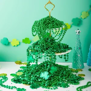 72 Pcs St. Patrick’s Day Necklaces Set, 36 + 36 Bead Necklaces with Pendant