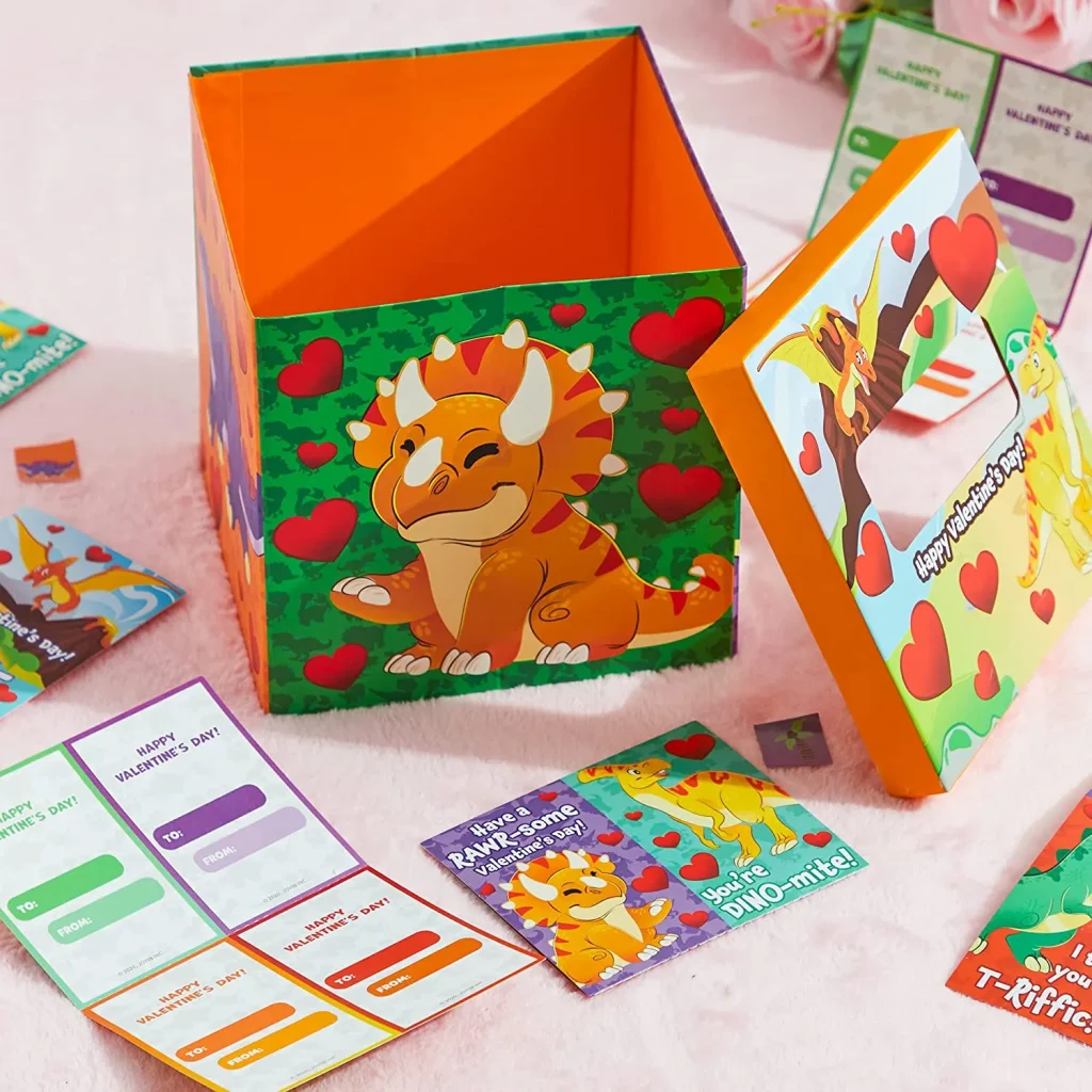 Dinosaur Valentines Mailbox and Cards