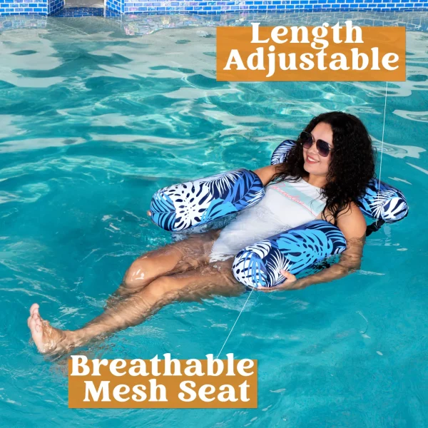 Blue Leaves Inflatable Pool Floats Lounge Chairs for Adult