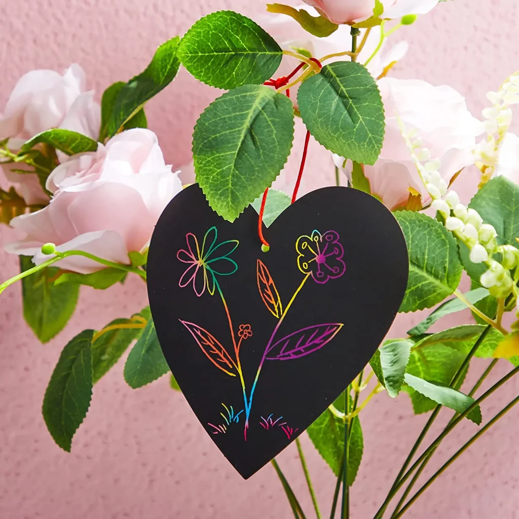 Rainbow Scratch Art Heart Valentine Cards