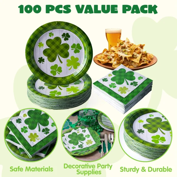 100 St. Patrick’s Party Plate & Napkin Set