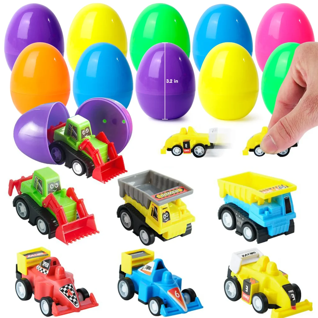 Do pre-filled Easter eggs typically include candy or small toys?