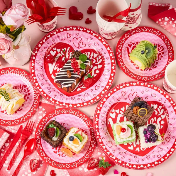 168Pcs Valentine's Day Tableware Set Party Supplies for Kids
