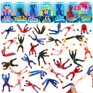 28 Pack Valentine’s Day Ninja Sticky Man with Cards, Classroom Exchange Gift for Kids