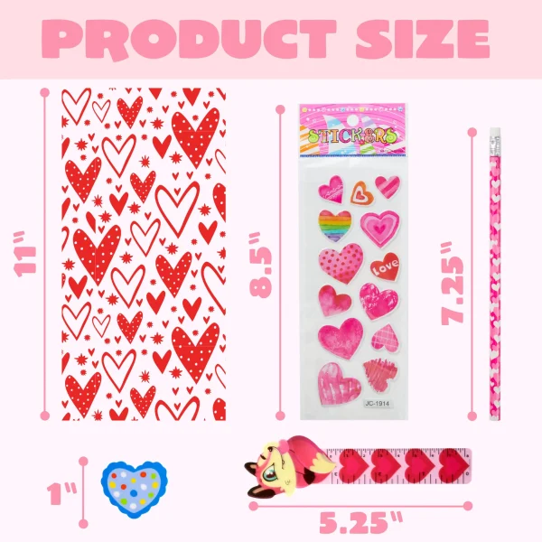 28 Pack Valentines Day Stationery Set Assorted for Kids Exchange Gift