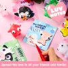 28 Packs Valentine's Day Gift Card with Unzip Popping Eyes Animal Keychains for Classroom Exchange Prizes