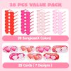 28 Packs Valentine's Day Heart Shaped Sunglasses with Cards, Classroom Exchange Gift for Kids