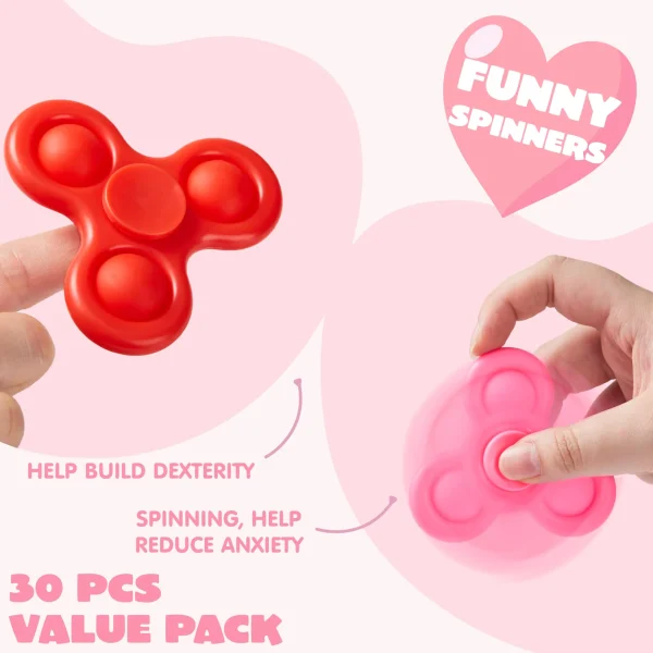 30 Packs Valentine's Day Gift Cards with Fidgets Spinners for Kids School Prize