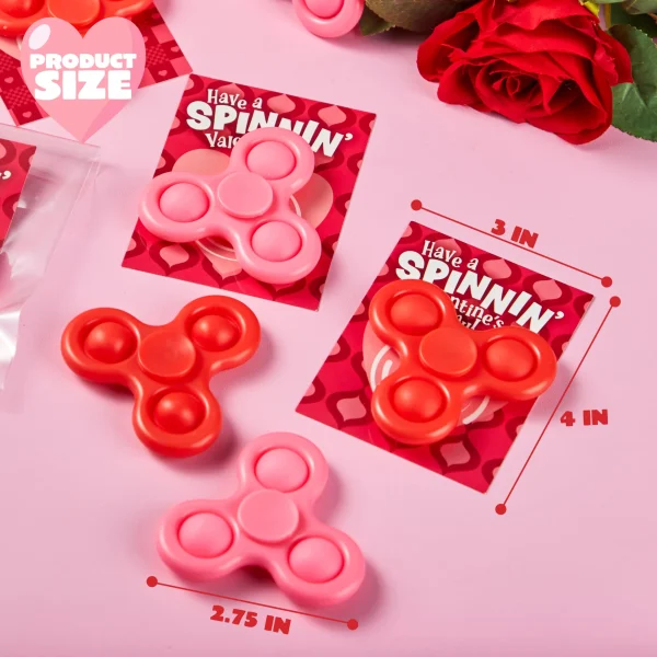 30 Packs Valentine's Day Gift Cards with Fidgets Spinners for Kids School Prize