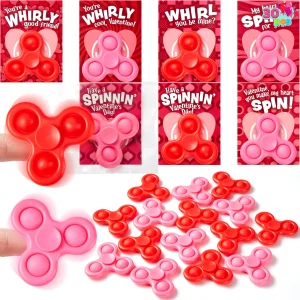 30 Packs Valentine’s Day Gift Cards with Fidgets Spinners for Kids School Prize