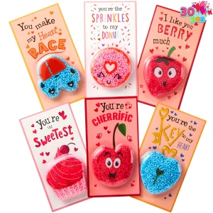 30 Packs Valentine’s Day Gift Cards with Foam for Gift Exchange Prizes