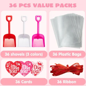 36Pcs Valentines Day I DIG You Cards with Shovel Toy for Kids Classroom Exchange