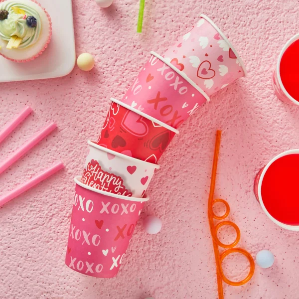 48Pcs Valentine's Day Disposable Cups Party Supplies 9 oz Paper Cocoa Cups