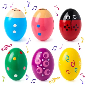 6Packs Easter Wooden Egg Shakers Maracas Percussion Musical