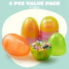 6Pcs 7in Jumbo Easter Translucent Plastic Bright Colorful  Egg Shells for Easter Egg Hunt