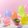 6Pcs 7in Jumbo Easter Translucent Plastic Bright Colorful  Egg Shells for Easter Egg Hunt