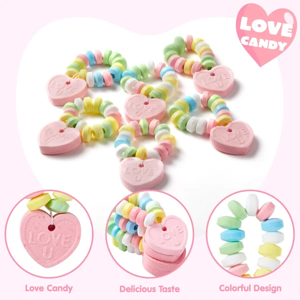 6Pcs Valentine's Day Candy Bracelets 2.12OZ