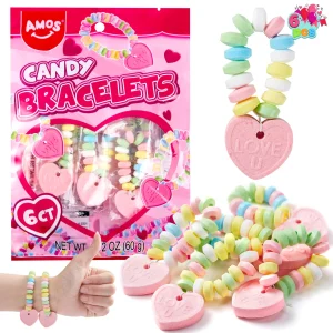 6Pcs Valentine’s Day Candy Bracelets 2.12OZ