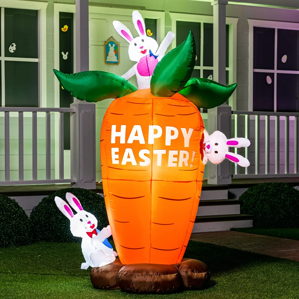Easter Carrot and Bunny Inflatable Decor