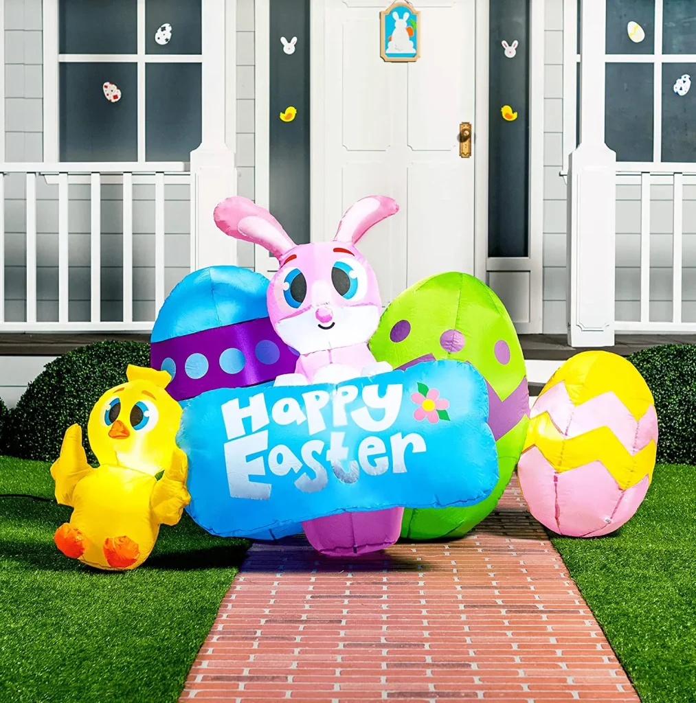 How do I repair inflatable Easter decorations if they get damaged?