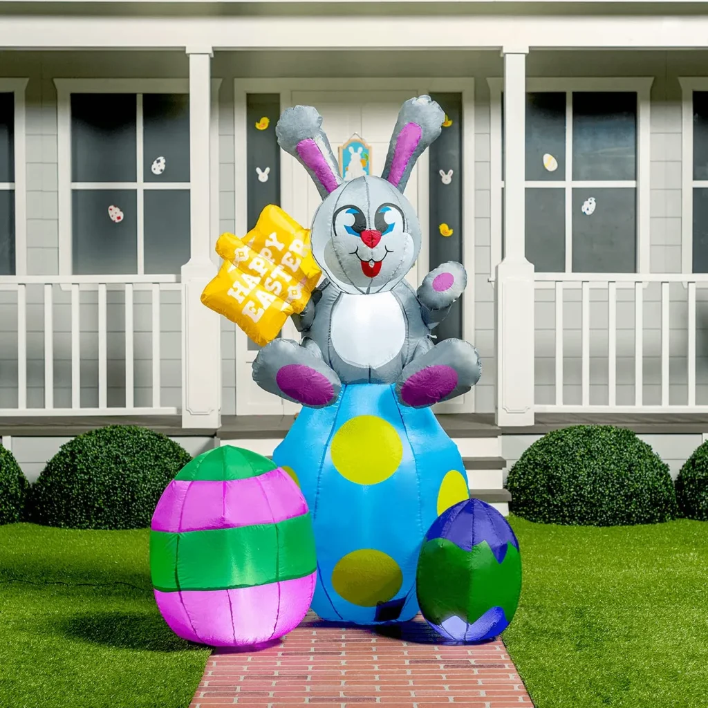 Do inflatable Easter decorations come with weather-resistant features?
