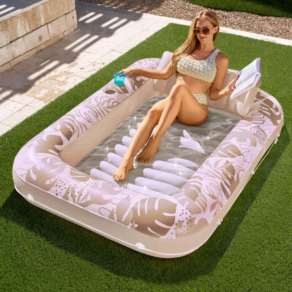 70in x 46in Large Oatmeal White Suntan Tub Pool Floats Sun Tan Tub