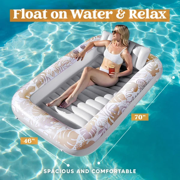 70in x 46in Large Oatmeal White Suntan Tub Pool Floats