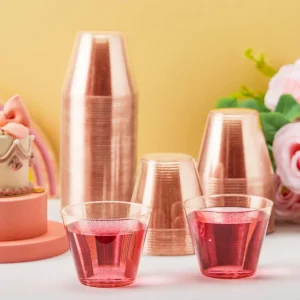 72Pcs 9 Oz Valentine’s Day Rose Gold Glitter Plastic Cups