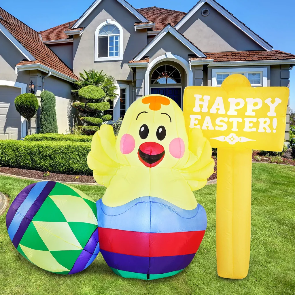 Easter Inflatable Chicken with Eggs Outdoor Decoration