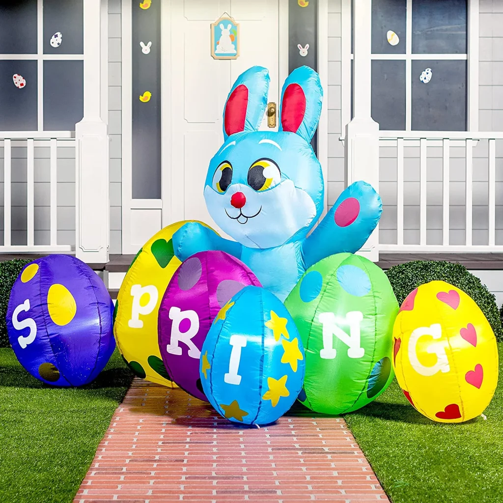 Inflatable Bunny with Eggs Yard Decoration