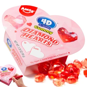 Gummy Hearts 3.35OZ, Valentine’s Day Soft and Chewy Fruit Snacks Tiny Candy