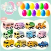 12Pcs 3.15in Prefilled Eggs with Die-Cast Pull Back Cars for Easter Egg Hunt