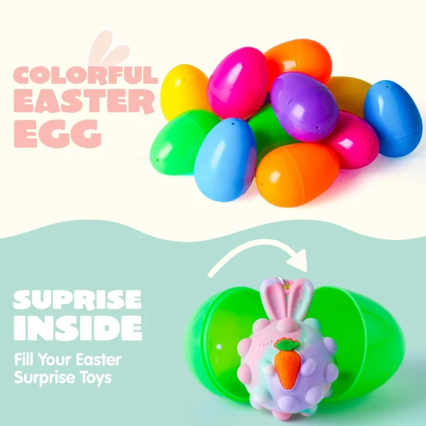 12Pcs Pre-Filled Easter Eggs with Animal Pop Balls for Kids Easter Egg Hunt