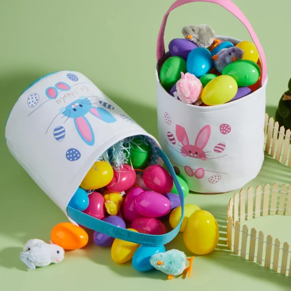 2Pcs Easter Bunny Cotton Basket Set, Personalized Easter Basket