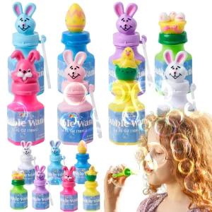 24Pcs Easter Bubble Wands, 8 desigs Bubble Wands with Animal and Easter Egg Characters
