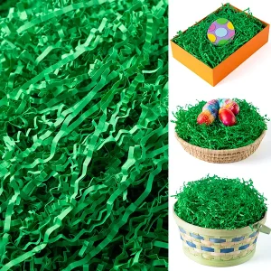 24oz (680g) Easter Dark Green Grass, Pure Dark Green Recyclable Paper Grass