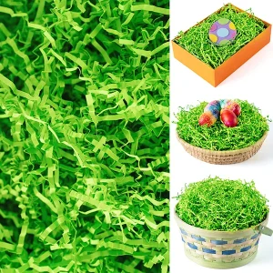 24oz (680g) Easter Pure Light Green Recyclable Paper Grass for Easter Egg Hunt