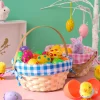 2Pcs Easter Bamboo Woven Goodie Basket with Handle for Party Treats Picnic
