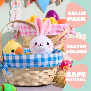 2Pcs Easter Bamboo Woven Goodie Basket with Handle for Party Treats Picnic