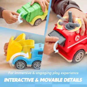3 Pack Trucks for Toddlers Includes Garbage Truck