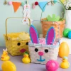 3Pcs Easter Bamboo Baskets, Bunny Chick Carrot Baskets for Baby Girls Boys First Easter