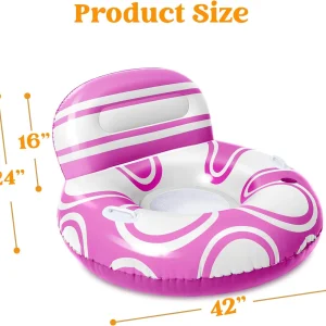 Inflated Pool Lounger with big seatback(pink white)