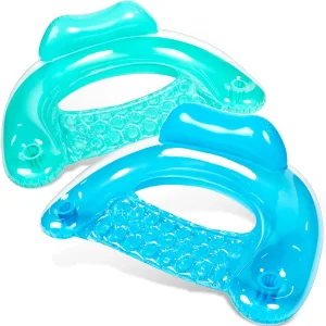 2 Packs XL Transparent Inflatable Pool Chair (Blue, Green)